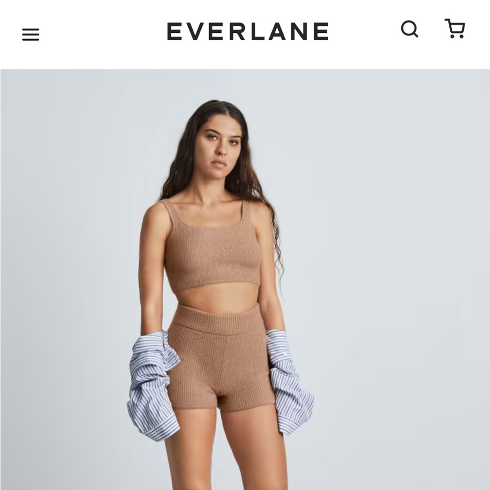 Everlane The Cozy Stretch Tank in Camel Crop Top Size XS New With Tags - Picture 7 of 13